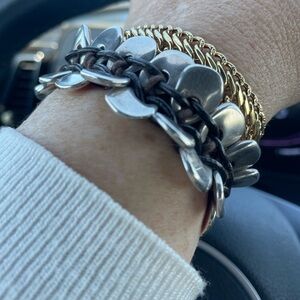 UnoDe50 Silver and Brown Leather Bohemian Bracelet